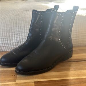 Black Chelsea Ankle Boots with Studding and Pointed Toe- Rebecca Minkoff